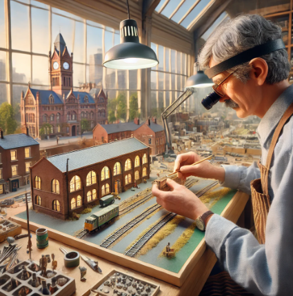 Modéliste à Roubaix travaillant sur une maquette détaillée