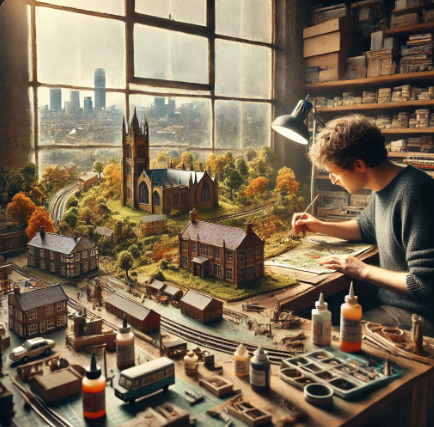 Modéliste à Tourcoing travaillant sur une maquette détaillée