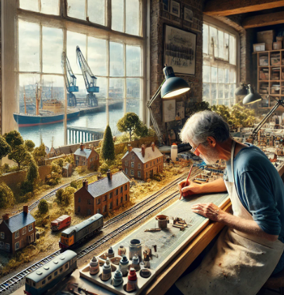 Modéliste à Poitiers travaillant sur une maquette détaillée