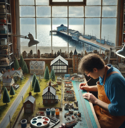 Modéliste à Nanterre travaillant sur une maquette détaillée