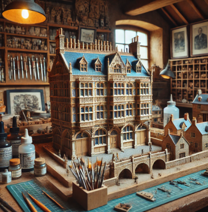 Modéliste à Courbevoie travaillant sur une maquette détaillée