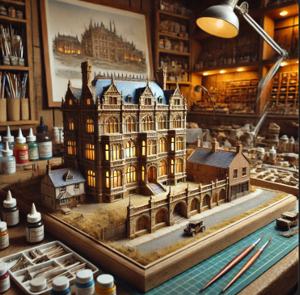 Modéliste à Vitry-sur-Seine travaillant sur une maquette détaillée