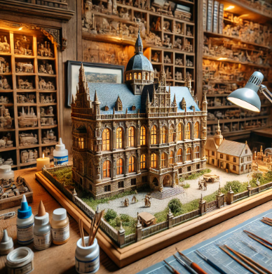Modéliste à Aubervilliers travaillant sur une maquette détaillée