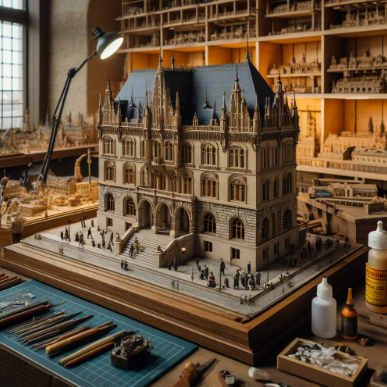 Modéliste à La Rochelle travaillant sur une maquette détaillée