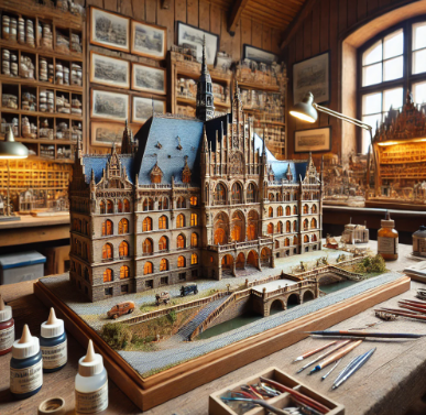 Modéliste à Levallois-Perret travaillant sur une maquette détaillée