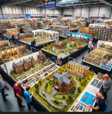 Exposition de modèles à la Foire du Modelisme Versailles avec des œuvres d'Ari Maquette.