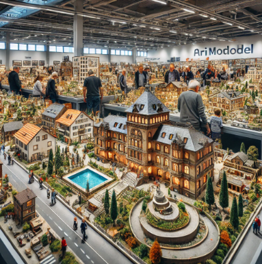 Stand d'Ari Maquette à la Foire du Modélisme Nevers avec des maquettes détaillées exposées.