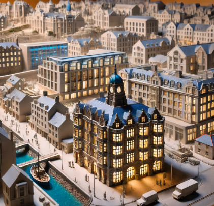 Maquette architecturale réalisée par Ari Maquette, représentant un projet détaillé à Courbevoie avec une précision exceptionnelle et des matériaux de qualité supérieure.