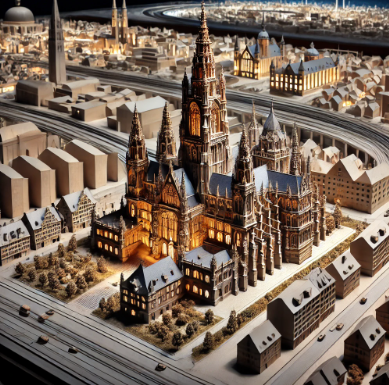 Une maquette architecturale élaborée par Ari Maquette, représentant fidèlement les détails d'un projet à Saint-Nazaire.