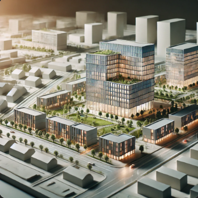 Une maquette architecturale moderne d’un projet à Levallois-Perret, réalisée par Ari Maquette, illustrant avec soin les matériaux et les détails architecturaux.