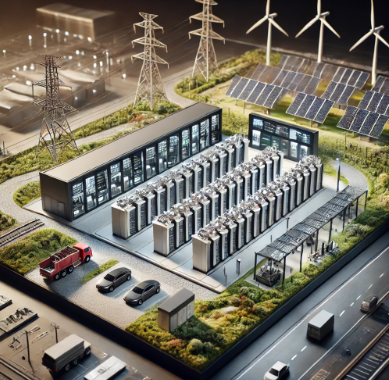 Un modèle détaillé de système de stockage d’énergie conçu par Ari Maquette, illustrant des solutions avancées de stockage d’énergie intégrées à des infrastructures durables. Parfait pour les projets éducatifs, la planification urbaine et les présenta