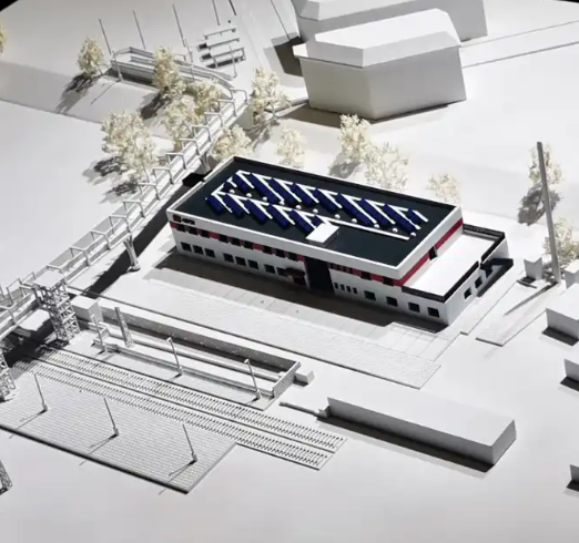 La maquette d’installation de production d’énergie à partir des déchets réalisée par ARI Model illustre le processus complet de transformation des déchets en énergie, intégrant les systèmes de collecte des déchets, les usines d’incinération, les unit
