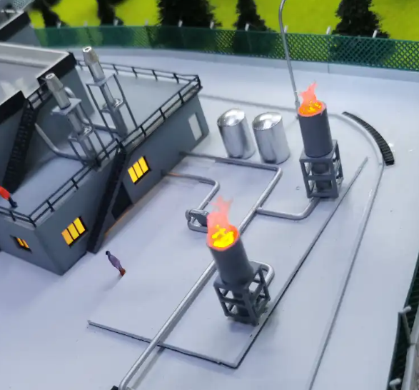 Une maquette physique extrêmement détaillée, illuminée et animée réalisée par ARI Maquette pour les exposants de Hydrogen + Fuel Cells Europe. Alliant la précision d’ingénierie de niveau aérospatial, les effets lumineux synchronisés et les animations