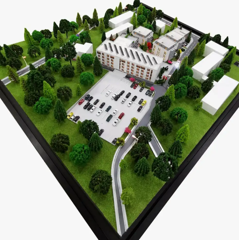 Une maquette physique réalisée sur mesure par ARI Maquette pour le salon Batimat, intégrant des conceptions architecturales innovantes, des plans structurels détaillés et des éléments de design contemporain. Le modèle présente des textures réalistes,