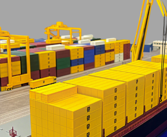 Maquettes éclairées et animées par ARI Maquette pour Interpack, incluant des usines d’emballage, des centres logistiques, des systèmes de production alimentaire et des sites industriels durables. Conçues avec des effets lumineux, des fonctions animée