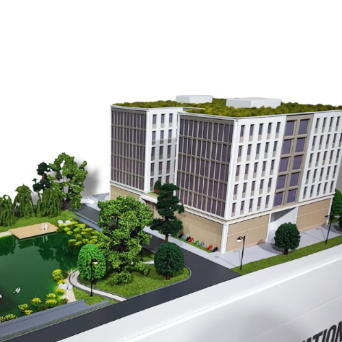 Maquettes illuminées et animées d’ARI Model pour Ambiente, présentant des espaces de vente innovants, des hubs de design durable, des plans urbains économes en énergie, des présentations de produits modernes et des installations interactives pour la 