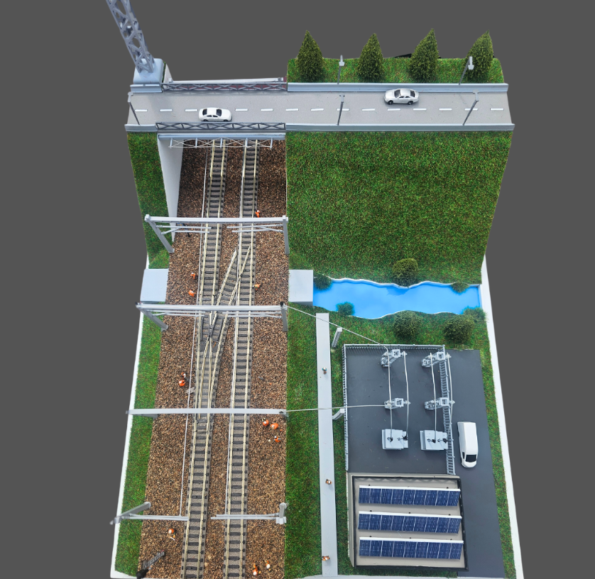 Une maquette logistique animée et éclairée sur mesure réalisée par ARI Maquette, représentant les systèmes de distribution urbaine, la mobilité électrique des marchandises, l’automatisation en temps réel et les itinéraires de livraison écologiques po